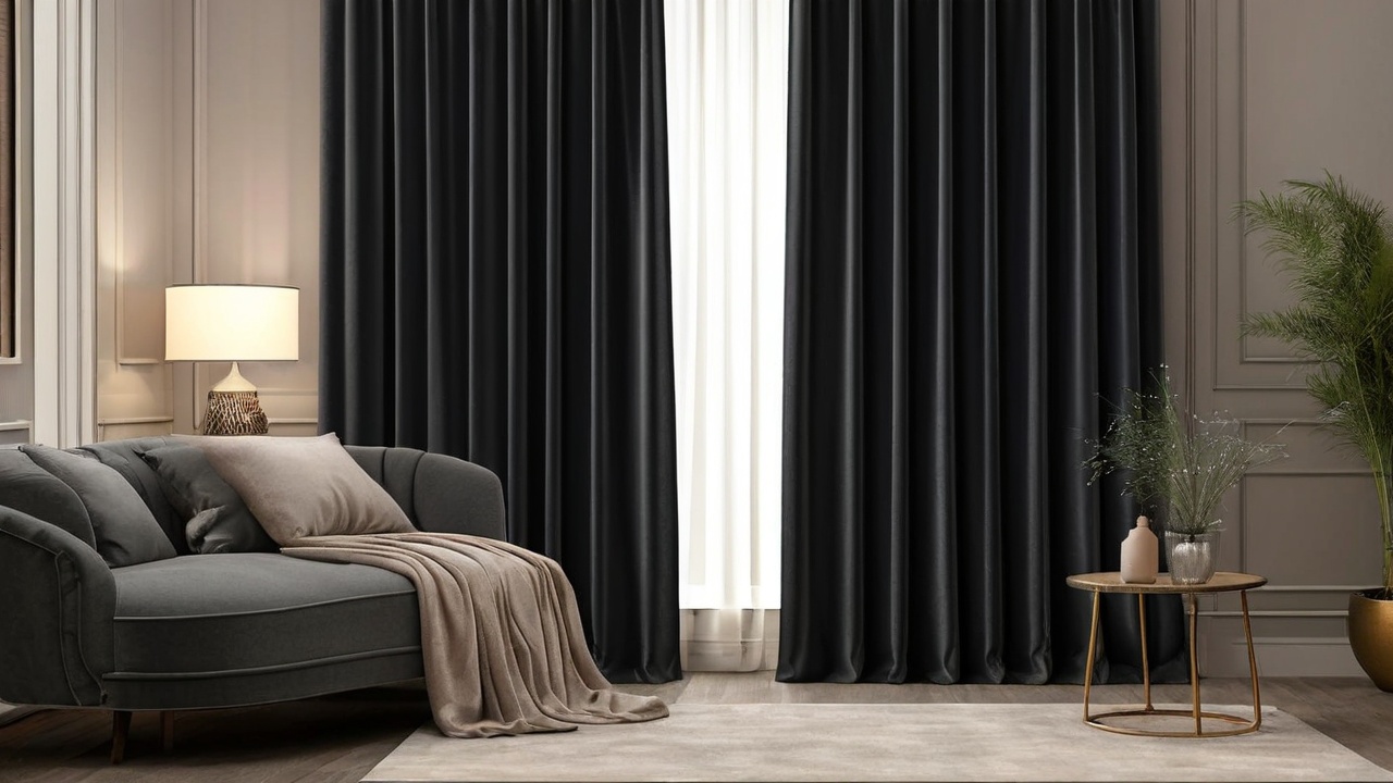 Grey Velvet Curtain