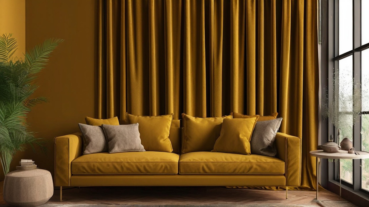 Mustard Brown Velvet Curtain
